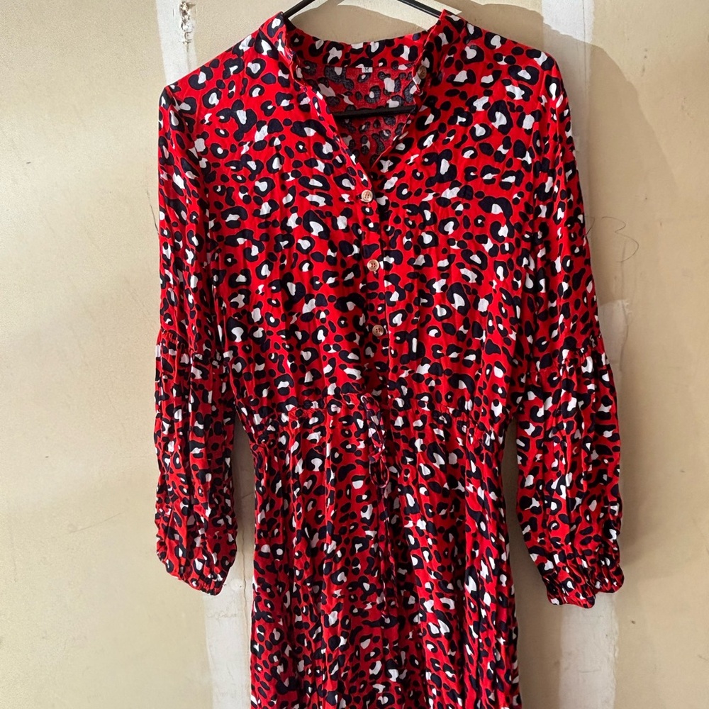 Stylish Red Leopard Print Dress